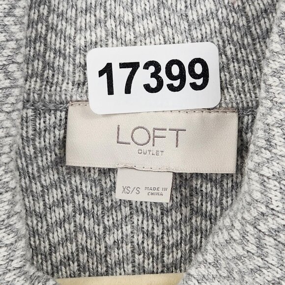 LOFT Sweater Womens XS Gray Herringbone Cowl Neck Pullover Knit Poncho Casual - Picture 7 of 10